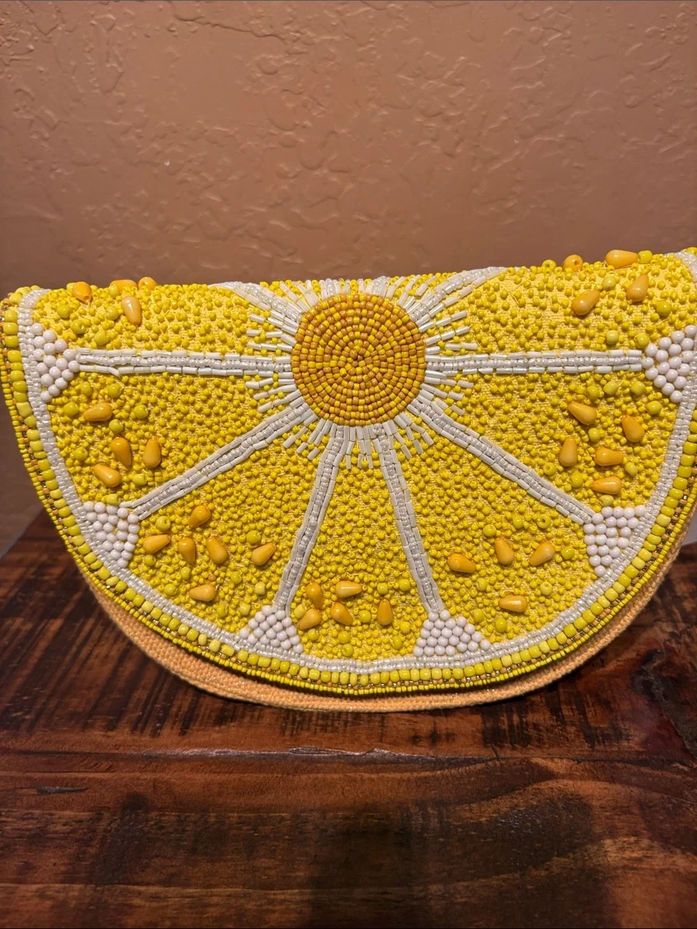 America & Beyond NWT Beaded Lemon Clutch/Shoulder Bag